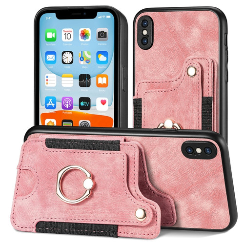 Retro Skin-feel Ring Multi-card Wallet Phone Case