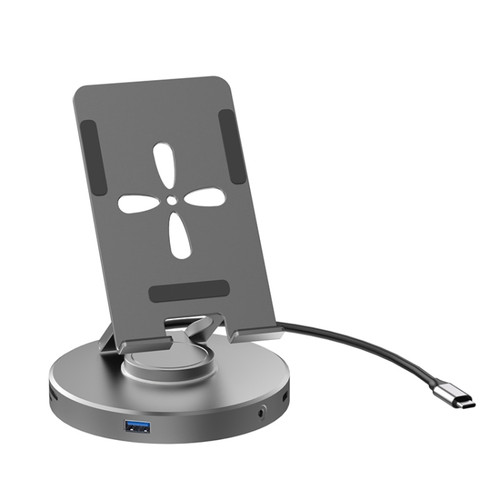 V269B 10 in 1 Type-C / USB-C PD Power 4K/60Hz Multiport HUB RJ45 Expansion Dock Swivel Stand HDMI Dongle Docking Station