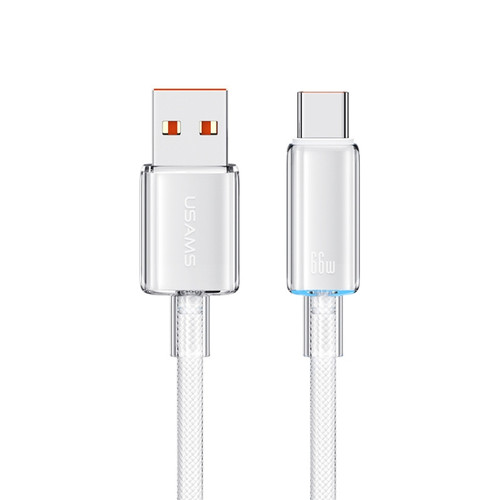 USAMS USB To Type-C 6A Aluminum Alloy Clear LED Fast Charge Data Cable, Length: 1.2m