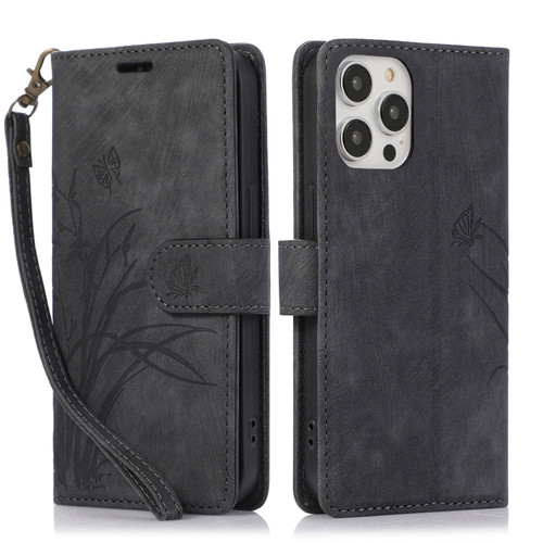 Orchid Butterfly Embossed Leather Phone Case