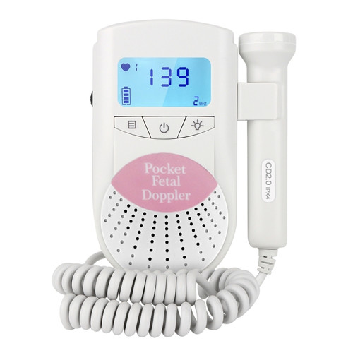 FD-100 Digital Fetal Doppler Ultrasound Sound Baby Heartbeat Detector Monitor LED Digital Prenatal Pocket Fetal Doppler Stethoscope (Pink)