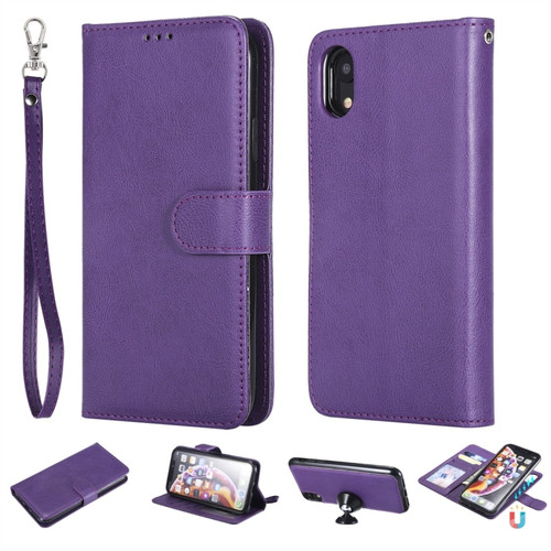 Solid Color Horizontal Flip Protective Case with Holder & Card Slots & Wallet & Photo Frame & Lanyard