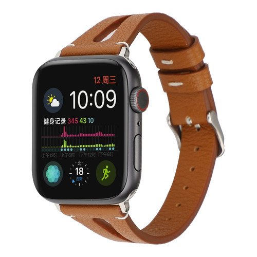 Simple V-shaped Leather Watch Band for Apple Watch Series 7 41mm / 6 & SE & 5 & 4 40mm / 3 & 2 & 1 38mm