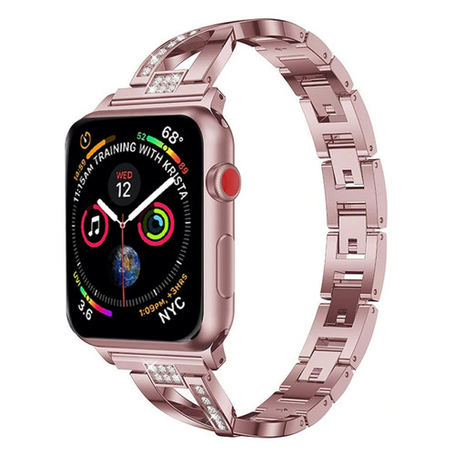 Colorful Diamond Stainless Steel Watch Band for Apple Watch Series 7 41mm / 6 & SE & 5 & 4 40mm / 3 & 2 & 1 38mm
