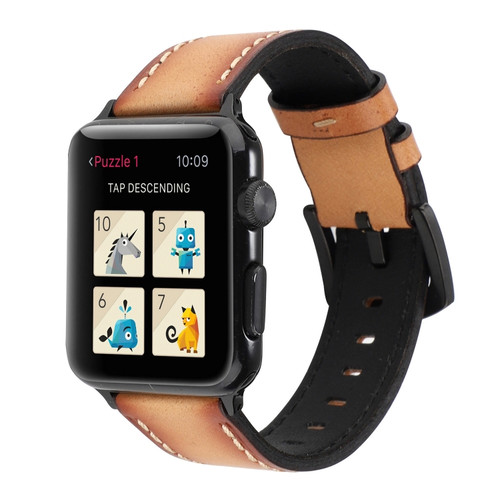 Retro Head-layer Cowhide Genuine Leather Watchband For Apple Watch Series 6 & SE & 5 & 4 40mm / 3 & 2 & 1 38mm