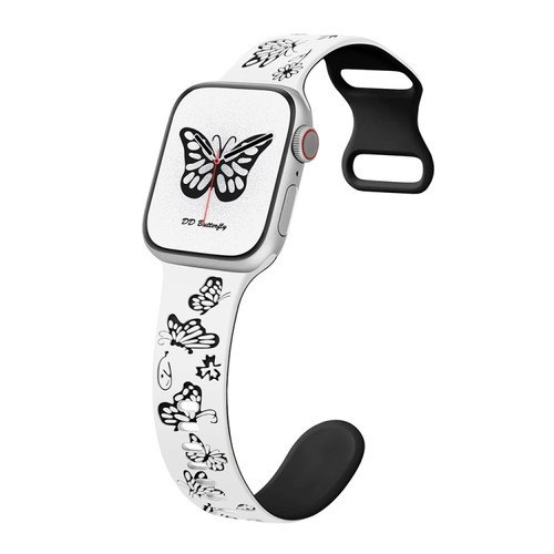 Colorful Butterfly Pattern 8-shaped Buckle Silicone Watch Band