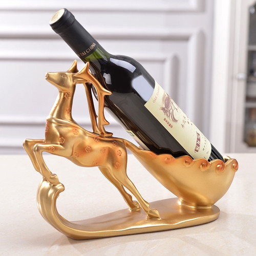 Creative Sika Deer Shape Wine Shelf Drain Rack Bottle Holder Living Room Ornaments Gift