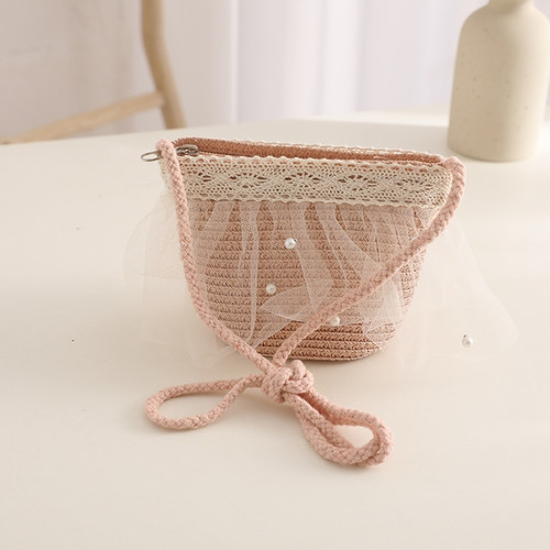 Children Straw Beach Bag Coin Purse Sundries Bag