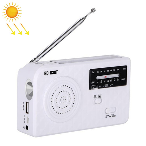 RD-638T Two-band Solar Powered AM / FM Radio Player Flashlight with Dynamo Function