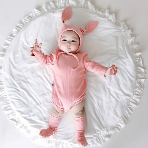 3 in 1 Autumn Baby Rabbit Shaped Cotton Pit Strip Lycra Romper with Hat & Socks Set
