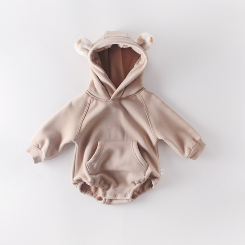 Newborn Clothes Plus Fleece Hooded Romper Romper