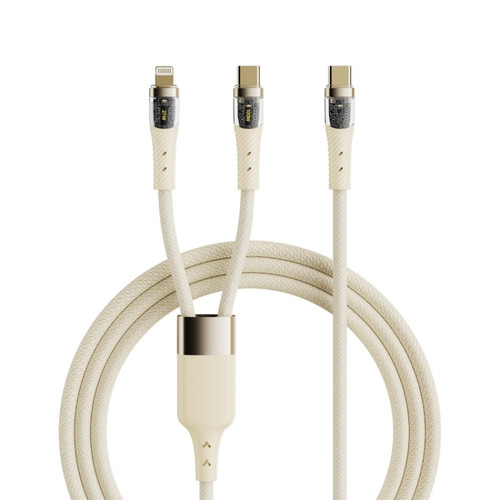 ROCK G20 2 in 1 5A USB-C/Type-C to USB-C/Type-C+8 Pin Transparent Fast Charging Data Cable, Length: 1.5m