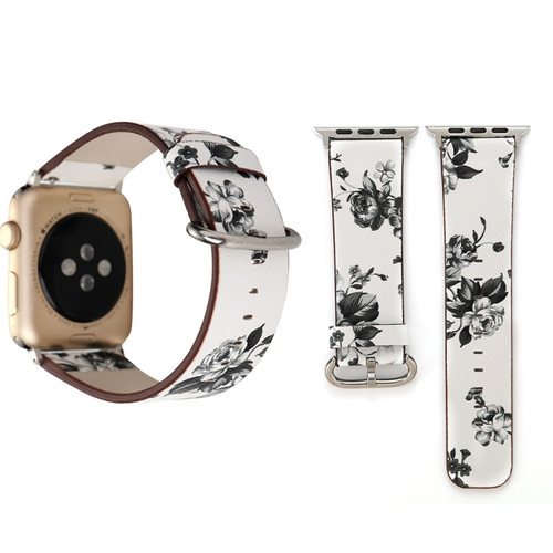 Fashion Pastoralism Style Little Floral Pattern Women Watch Leather Wrist Band For Apple Watch Series 7 41mm / 6&SE&5&4 40mm / 3&2&1 38mm