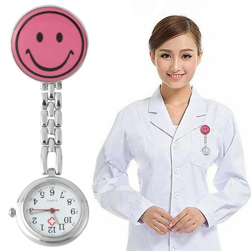Cute Yellow Smiley Face Style Nurse Quartz Watch with Clip