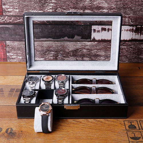 6 + 3 Digits PU Leather Watch Box Sunglasses Box