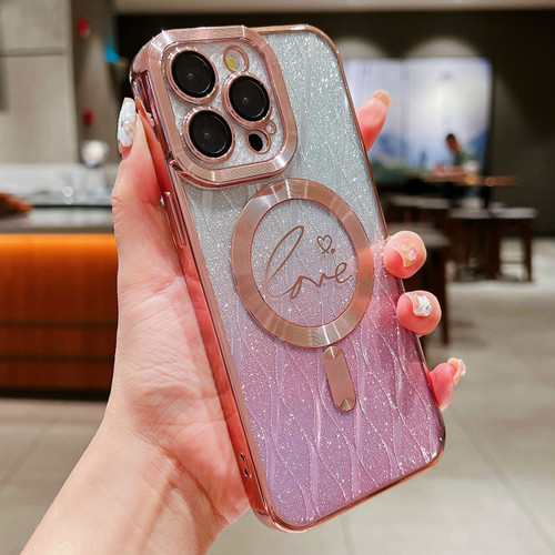 Dual-Love Leaves Gradient Glitter Magsafe TPU Phone Case