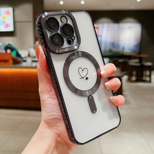 Loves Carbon Fiber Clear Plated Magsafe TPU Phone Case