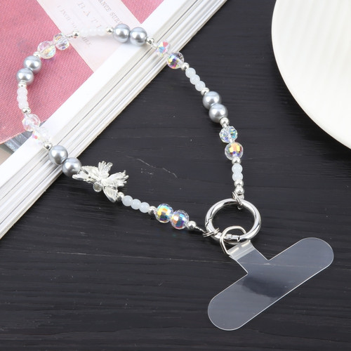 Mobile Phone Anti-lost Alloy Butterfly Glass Short Bead Chain