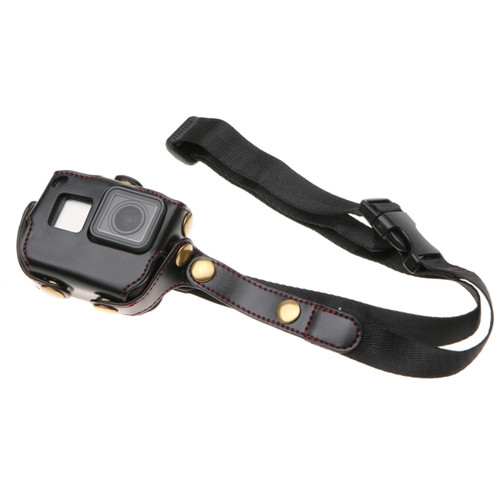 For GoPro HERO7 Black /6 /5  PU Leather Housing Case with Neck Strap & Buttons