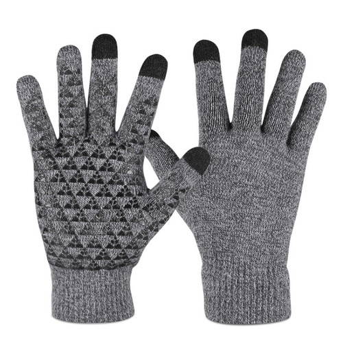 1 Pair Thick Velvet Touch Screen Knitted Warm Gloves