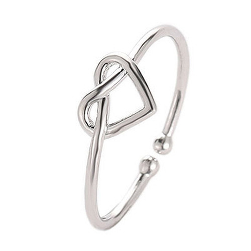 Girl Fashion Cute Simple Heart Hollow Open Adjustable Rings