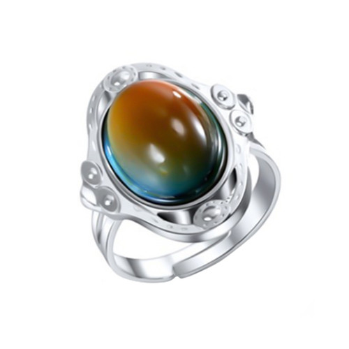 Temperature Sensitive Discoloration Gemstone Adjustable Open Ring