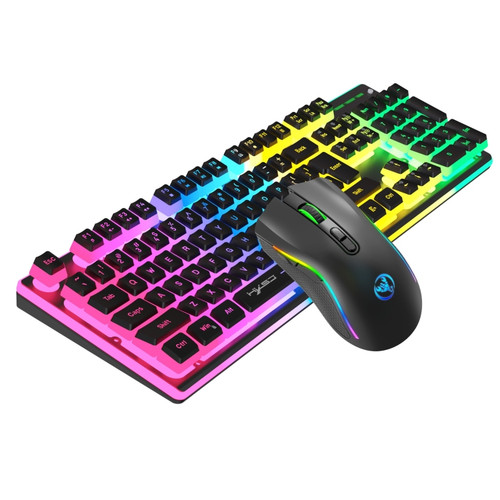 HXSJ L96 2.4G Wireless RGB Backlit Keyboard and Mouse Set 104 Pudding Key Caps + 4800DPI Mouse