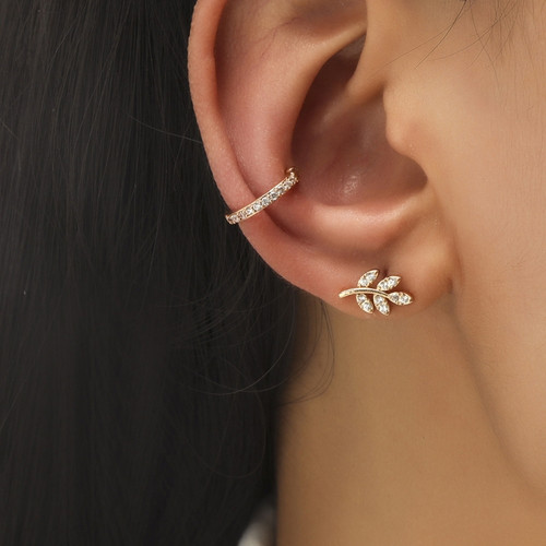 Simple Small Drilling Lug Clip Geometric Zircon Earrings