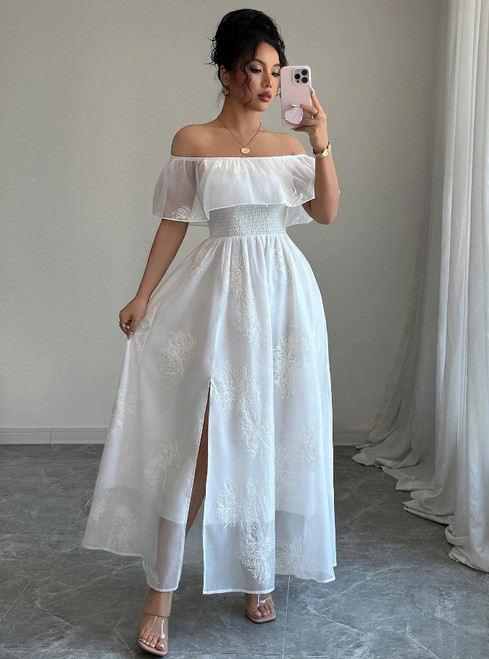 Resort-style French Ruffled Off-shoulder Womens Dress