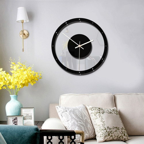 TM011 B Round Wooden Dial Transparent Acrylic Mute Wall Clock