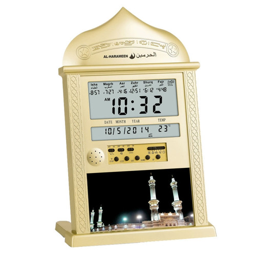 Desktop Perpetual Calendar Alarm Clock LCD Display Reminder Prayer Clock