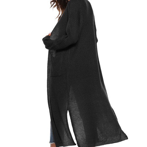 Irregular Thick Long Coat (Color:Black Size:M)