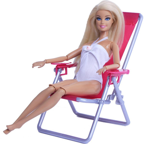 1:6 Folding Canvas Beach Chair Recliner for Barbie Doll