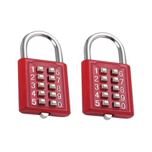 2 PCS 10-Bit Button Password Lock Cabinet Door Tool Box Button Padlock