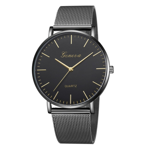 Geneva Fashion Quartz Watch Men Women Mesh Stainless Steel Watchband