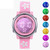 JNEW A380-86195 Children Cartoon Cherry Blossom Waterproof Time Recognition Colorful LED Electronic Watch