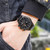 SANDA 5010P Six-Pin Cool Big Dial Waterproof Three-Eye Men Watch Leather Strap Fashion Trend Men Watch