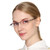 Women Rimless Rhinestone Trimmed Purple Presbyopic Glasses, +3.50D