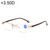 Rimless Anti Blue-ray Blue Film Lenses Presbyopic Glasses, +3.50D