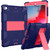 Shockproof Two-color Silicone Protection Shell for iPad Mini 2019 & 4, with Holder (Rose Red+Blue)