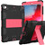 Shockproof Two-color Silicone Protection Shell for iPad Mini 2019 & 4, with Holder (Rose Red+Blue)