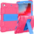 Shockproof Two-color Silicone Protection Shell for iPad Mini 2019 & 4, with Holder (Rose Red+Blue)