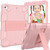 Shockproof Two-color Silicone Protection Shell for iPad Mini 2019 & 4, with Holder (Rose Red+Blue)
