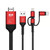 3 in 1 Micro USB + USB-C / Type-C + 8 Pin to HDMI HDTV Cable