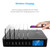50W 6 USB Ports + 2 USB-C / Type-C Ports + Wireless Charging Multi-function Charger with LED Display & Detachable Bezel, EU Plug