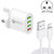 QC-04 QC3.0 + 3 x USB2.0 Multi-ports Charger with 3A USB to 8 Pin Data Cable, UK Plug