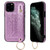 Glitter Powder PU+TPU Shockproof Protective Case with Holder & Card Slots & Wrist Strap