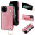 Glitter Powder PU+TPU Shockproof Protective Case with Holder & Card Slots & Wrist Strap