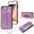 Glitter Powder PU+TPU Shockproof Protective Case with Holder & Card Slots & Wrist Strap