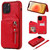 Zipper Double Buckle Shockproof Protective Case with Stand & Photo Holder & Wallet Function